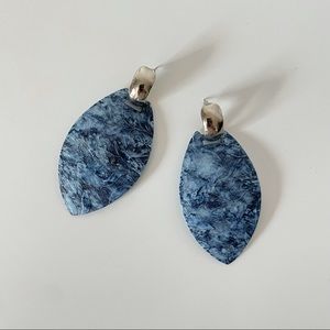 Vintage Silver/Blue Metal 80’s Statement Earrings